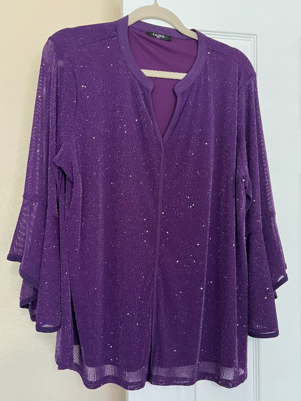 Women's 3/4 Sleeve Dressy Blouses Shirts Casual Loose Fit Mesh Layered Flowy Tun